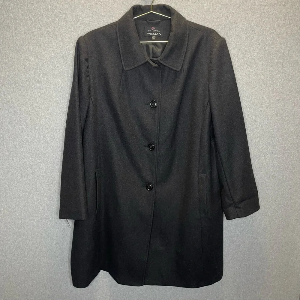 CG Collections by Gallery Wool Charcoal Trench Peacoat Plus Size NWT 2X